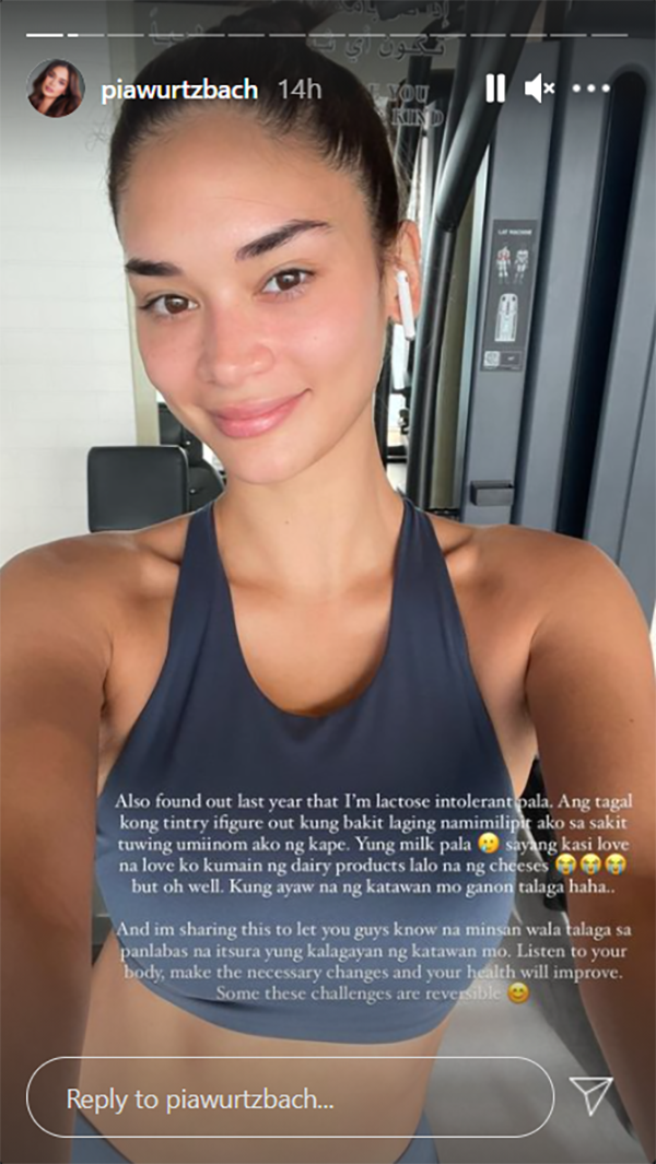 Pia Wurtzbach, ibinunyag ang pagkakaroon ng mataas na kolesterol at lactose intolerance