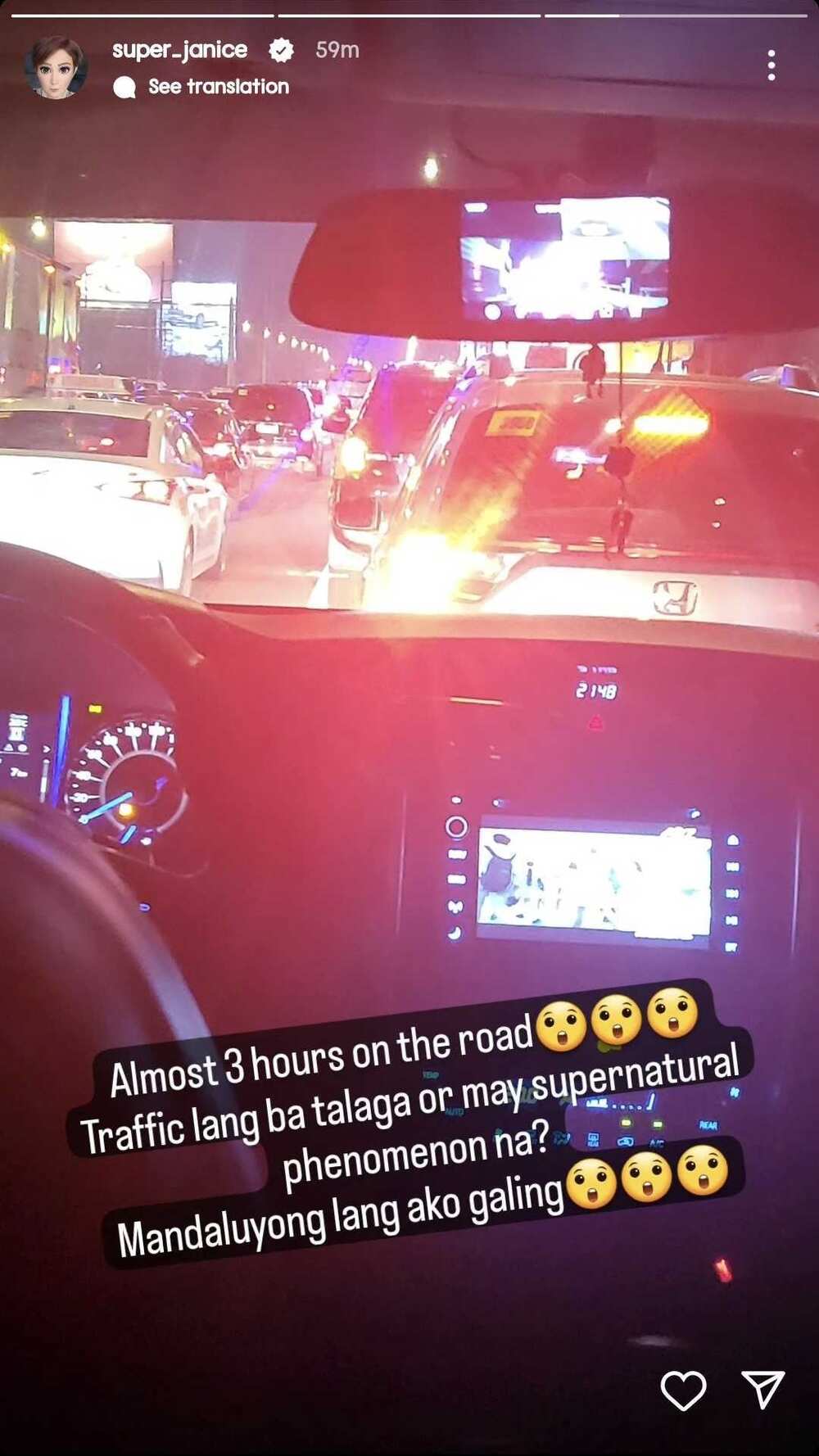 Janice de Belen laments heavy traffic in viral post: "May supernatural phenomenon na?" Janice de Belen laments heavy traffic in viral post: "May supernatural phenomenon na?"