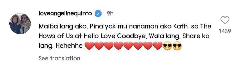 Angeline Quinto, biglang napa-emote sa post ni Kathryn Bernardo: "Share ko lang"