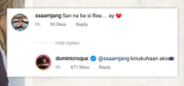 Dominic Roque's response to netizen asking where Bea was sends kilig vibes