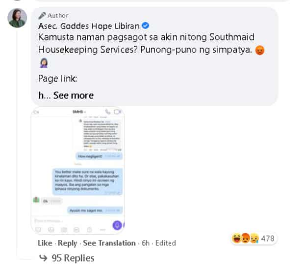 Asec. Libiran, nawindang sa sagot ng agency na pinanggalingan ng maid na umano'y nagnakaw