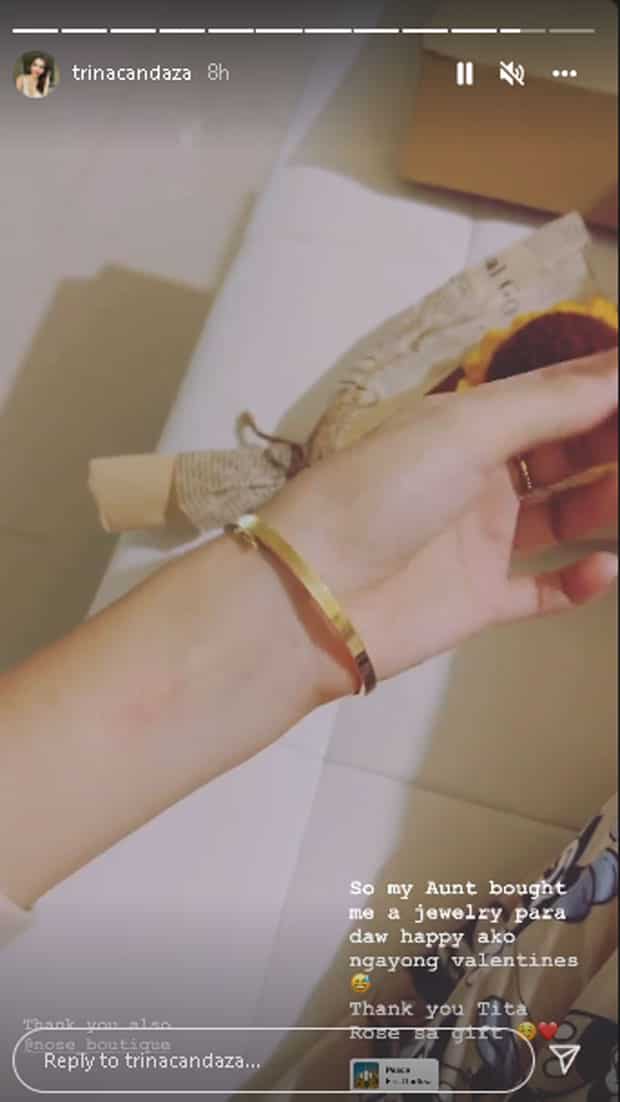 Trina Candaza, nag-post ng pasasalamat sa nagbigay ng bracelet para maging masaya siya sa Valentine's