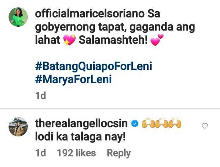 Angeline Locsin, ikinatuwa ang video ni Maricel Soriano na nagpapakita ng suporta kay VP Leni