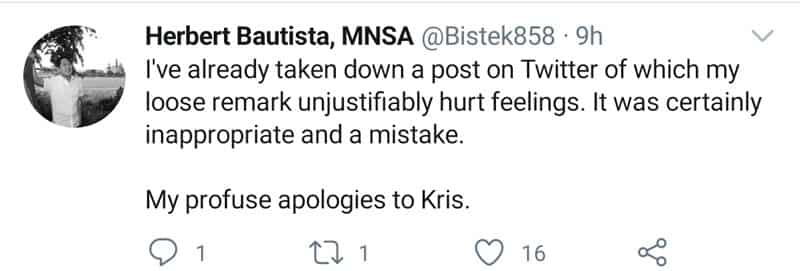 Herbert Bautista, nag-sorry kay Kris Aquino dahil sa "TOTGA" at "you deserve better" post