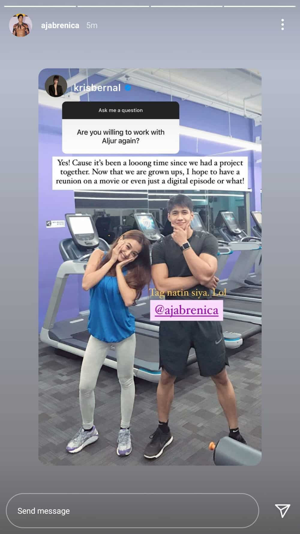 Aljur Abrenica reposts photo with former loveteam Kris Bernal, sending kilig vibes to some "AlKris" fans