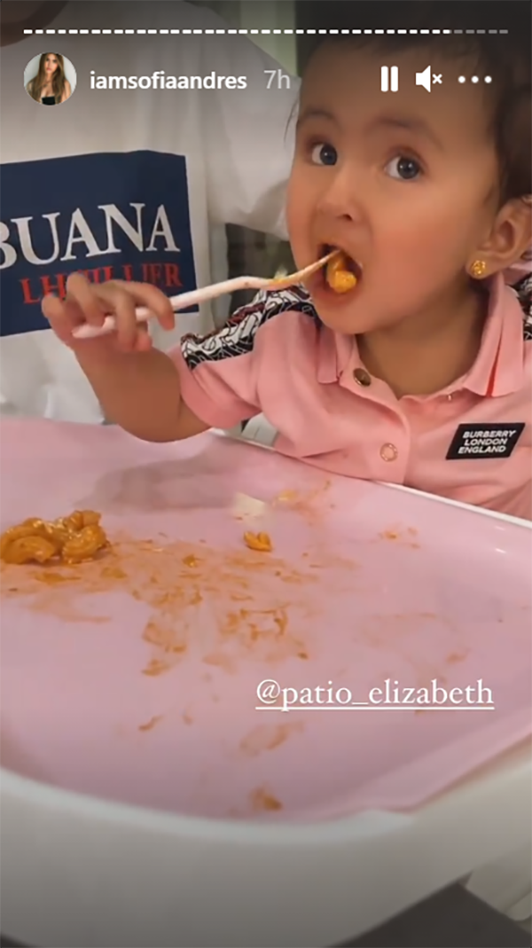 Sofia Andres shares adorable video of baby Zoe Natalia eating pasta on her own
