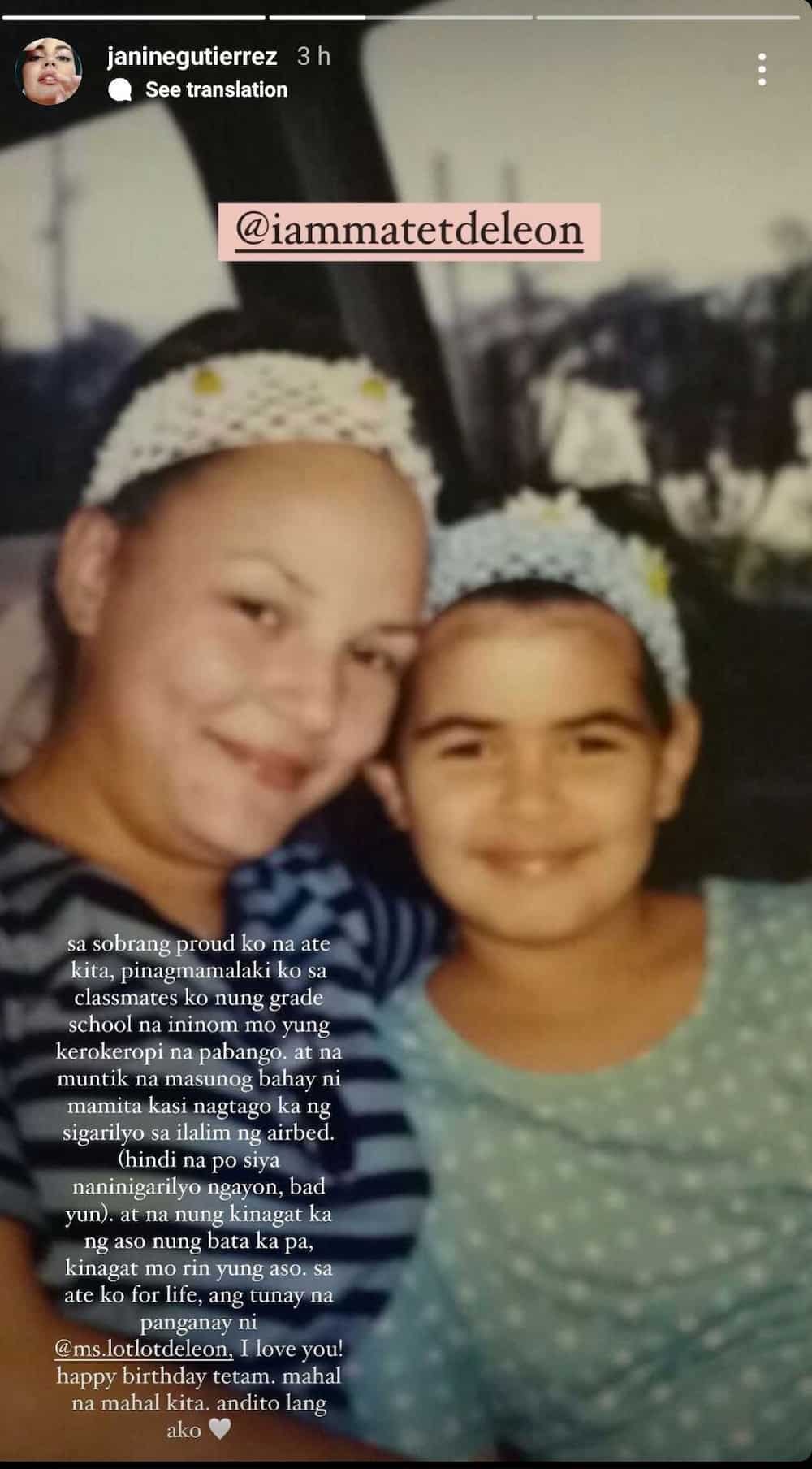 Janine Gutierrez recounts childhood memories with aunt Matet de Leon on her birthday