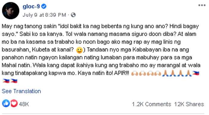 Gloc-9 gives the best response to people who ask why he's selling fried chicken online