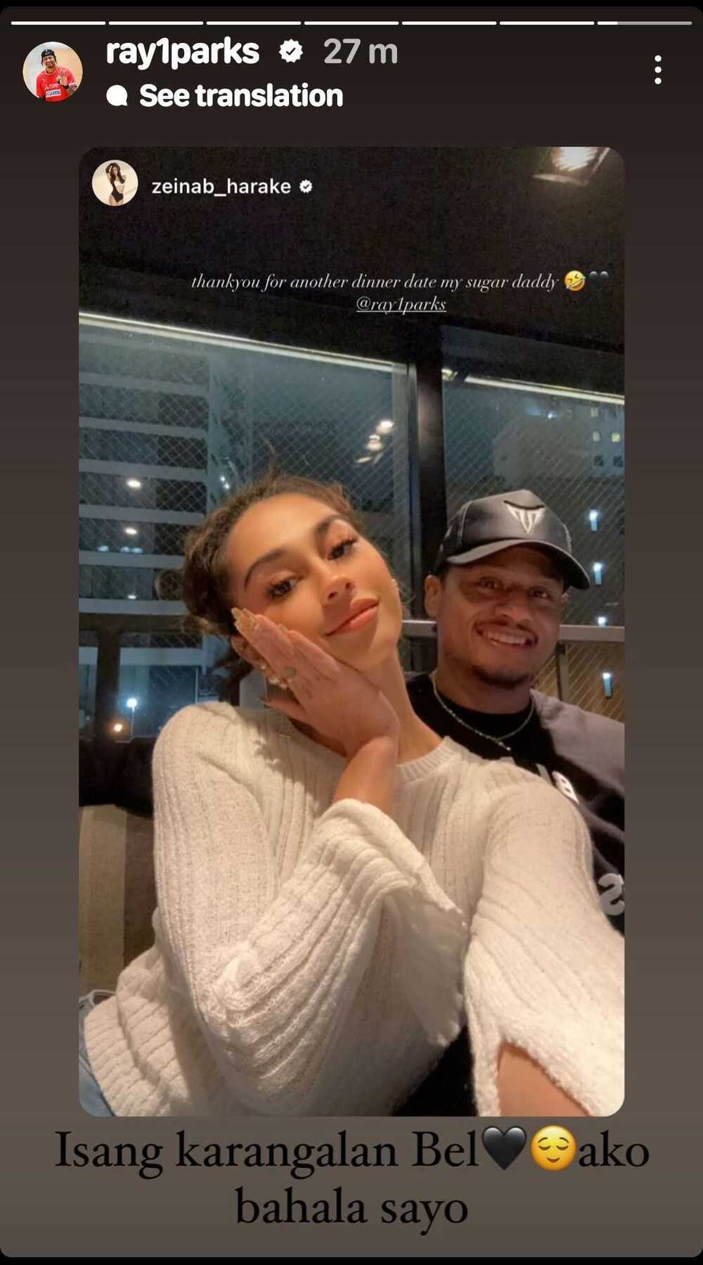 Ray Parks, may sweet na reply nang tawagin ni Zeinab Harake na “sugar daddy”: “Ako na bahala sa’yo”