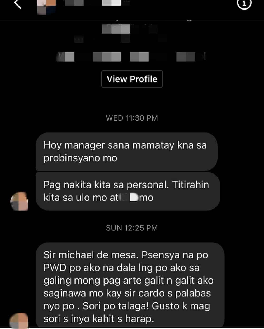 Michael de Mesa posted netizen's apology over "death threat"