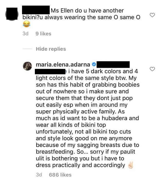 Ellen Adarna, niresbakan ang netizen na nagsabing paulit-ulit ang sinusuot niyang bikini tops