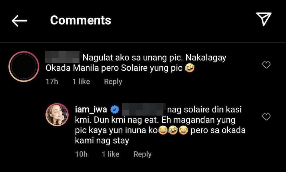 Iwa Moto, nagpaliwanag sa netizen kung bakit Okada Manila ang tinag niya sa post