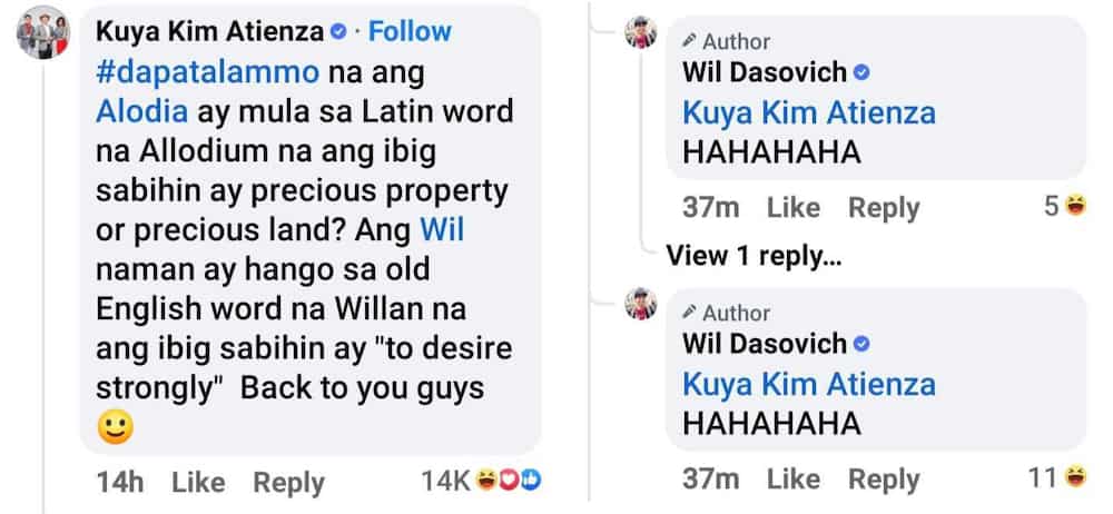 Wil Dasovich, natawa sa comment ni Kuya Kim Atienza ukol sa pinagmulan ng pangalang “Alodia” at “Wil”