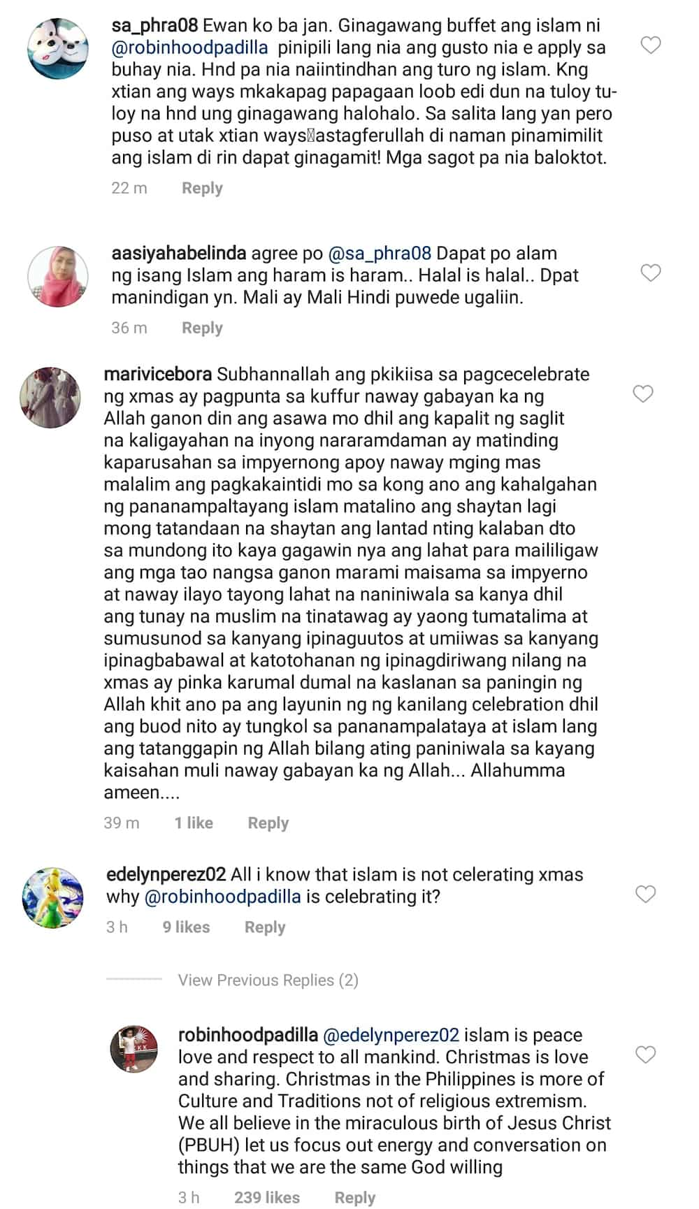 Robin Padilla answers Muslims who bashed him for celebrating Christmas