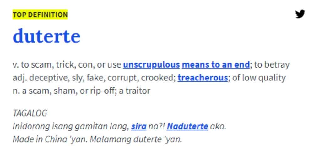 "Duterte", nasa urban dictionary na at may kakaiba itong kahulugan