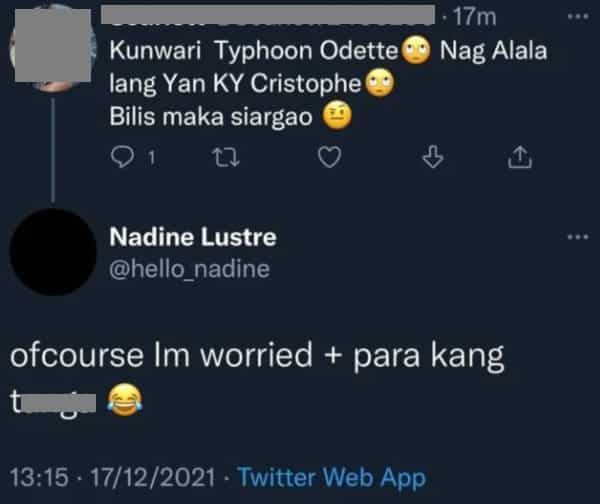 Nadine Lustre, sinupalpal ang basher na nagduda sa pag-aalala niya sa typhoon Odette victims