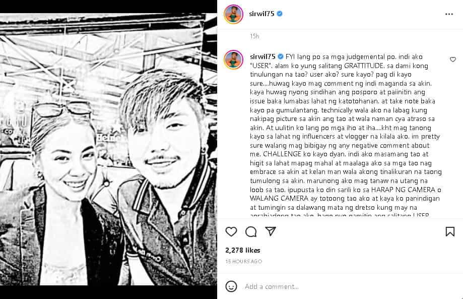 Wilbert Tolentino, itinanggi ang paratang ng mga netizens ukol sa kanya: “User ako? Sure kayo?”